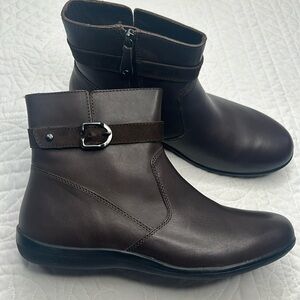 Revere Prague •8.5• Brown Leather Side Zip Comfort Ankle Boots